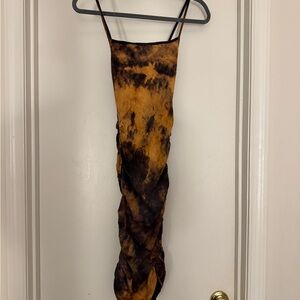 SHEIN Brown and Black Tie-Dye Dress